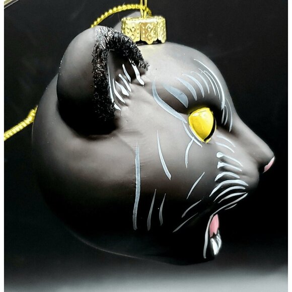 Halloween Black Cat Glass Ornament Gothmas Tree Scardy Cat Hissing Cat Ornament - Picture 8 of 10